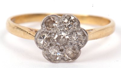 Lot 4 - Antique diamond cluster ring, a flower head...