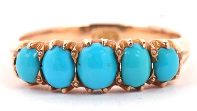 Lot 9 - A vintage five stone turquoise ring featuring...