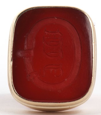 Lot 17 - A carnelian intaglio ring, the rectangular...