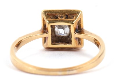 Lot 69 - An Art Deco diamond ring the square cut centre...