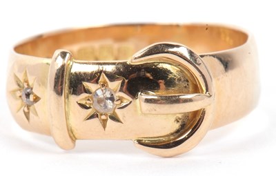 Lot 71 - An antique 18ct gold and diamond buckle ring,...