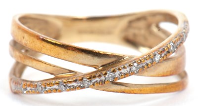 Lot 81 - Modern 9ct gold and diamond set stylised...