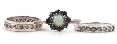 Lot 133 - Mixed Lot: A 9ct white gold and green stone...