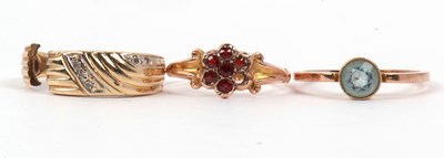 Lot 138 - Mixed Lot: An antique 9ct gold garnet set ring...