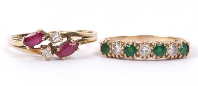 Lot 149 - Mixed Lot: A modern 9ct gold emerald and...