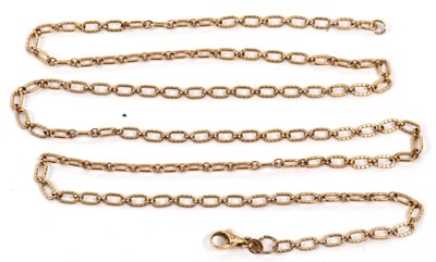 Lot 155 - A yellow metal oval link chain with textured...