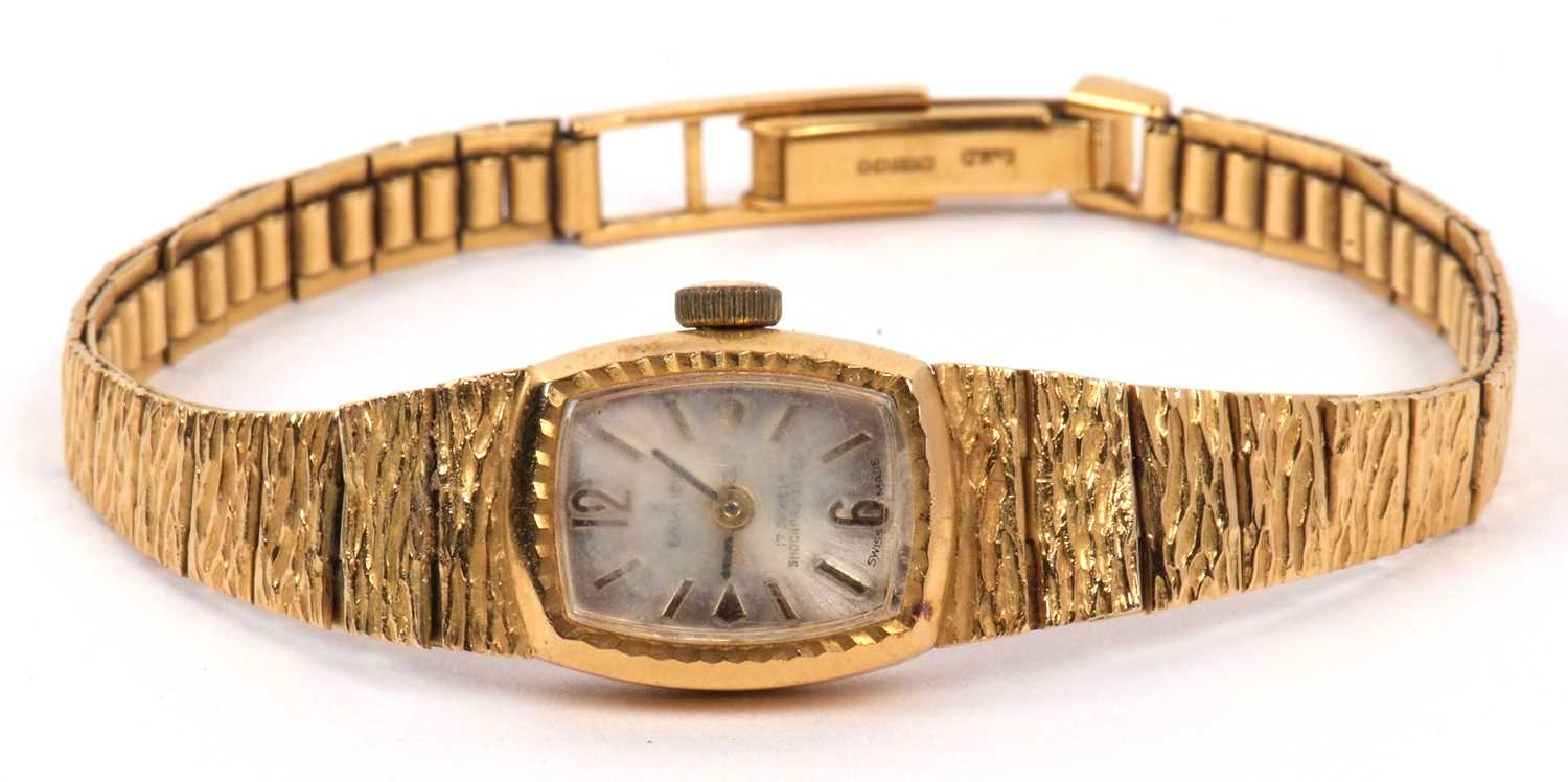 Lot 166 - A ladies 9ct gold Excalibur wristwatch on a