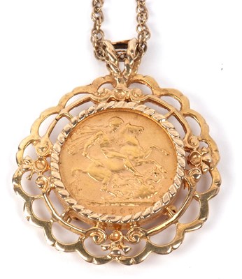 Lot 172 - An Edward VII sovereign dated 1907 framed in a...