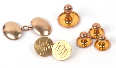 Lot 180 - Mixed Lot: Four 9ct gold dress studs stamped...