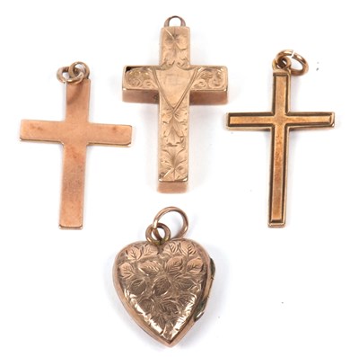 Lot 248 - Mixed Lot: A 9ct gold hollow cross pendant,...