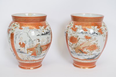 Lot 23 - Pair of Japanese Meiji period Satsuma vases...