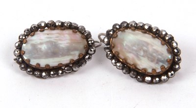 Lot 300 - A pair of vintage blister pearl earrings in...