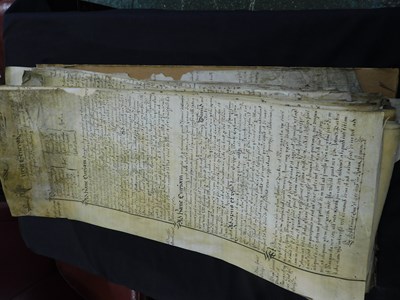 Lot 397 - LOPHAM NORFOLK EXTENSIVE VELLUM COURT ROLL,...