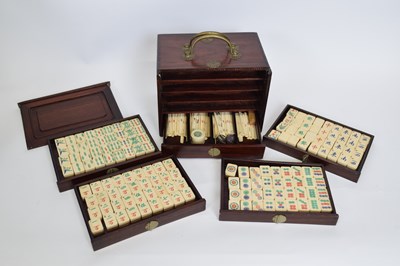 Lot 33 - Chinese Mah Jong set in a hardwood case with...