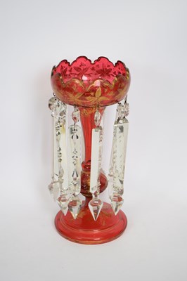 Lot 40 - Ruby table lustre with gilt floral design