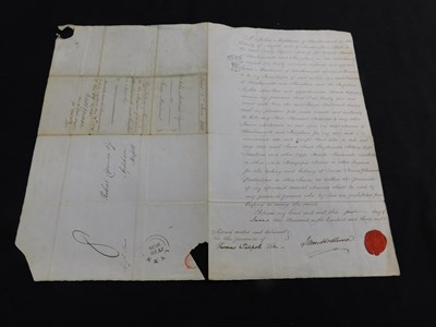 Lot 408 - Manuscript contract appointing George Maidment...