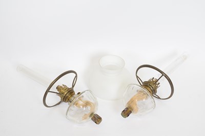 Lot 42 - Pair of glass reservoirs and one white opaque...
