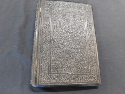 Lot 432 - Vintage Indian carved ebony book binder,...