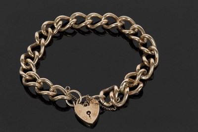 Lot 361 - 9ct curblink bracelet, with heart padlock...