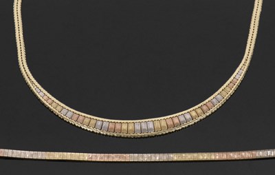 Lot 362 - 18ct tri-colour gold necklace and similar...