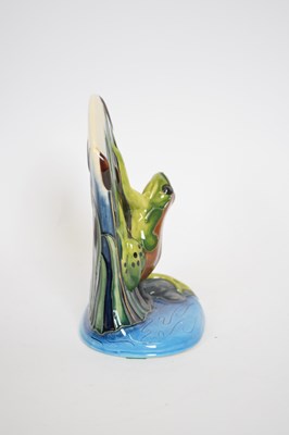 Lot 53 - Moorcroft model of a frog on blue oval base by...