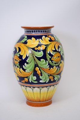 Lot 73 - Italian Majolica vase decorated in typical...