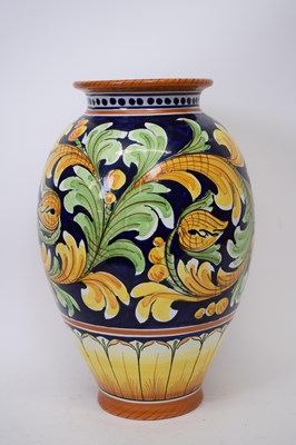 Lot 73 - Italian Majolica vase decorated in typical...