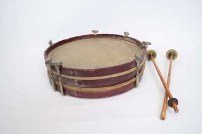 Lot 75 - Small circular drum with red stained wooden...