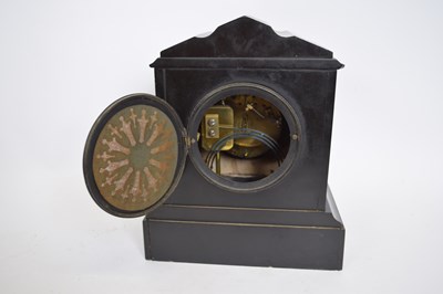 Lot 77 - Late 19th century black slate mantel clock,...