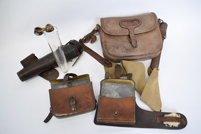 Lot 78 - Small leather satchel marked 'RAF' together...