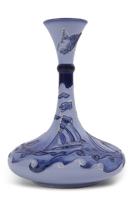 Lot 66 - Moorcroft yacht vase with blue decoration of...