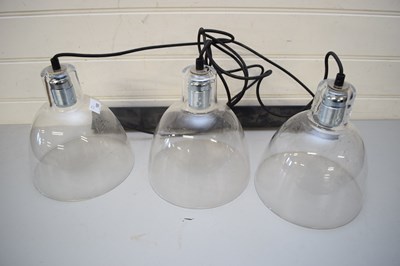 Lot 188 - THREE GLASS PENDANT CEILING LIGHT FITTINGS