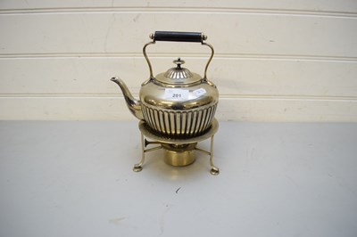 Lot 201 - SMALL SILVER PLATED SPIRIT KETTLE AND STAND