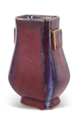 Lot 151 - A flambe fanghu vase of archaistic form the...