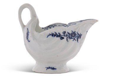 Lot 115 - Lowestoft porcelain dolphin ewer with blue and...