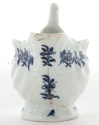 Lot 115 - Lowestoft porcelain dolphin ewer with blue and...