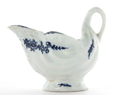 Lot 115 - Lowestoft porcelain dolphin ewer with blue and...