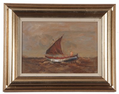 Lot 42 - Jack Cox (British,1914-2007), boat on choppy...