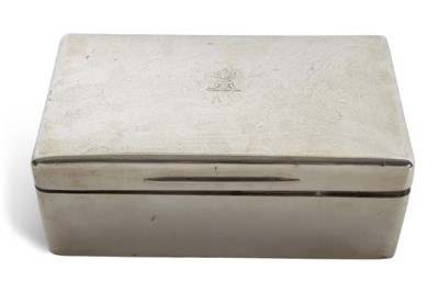 Lot 308 - A large Edward VII silver encased cigar box of...
