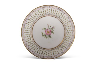 Lot 126 - A Swansea plate decorated with a floral design...