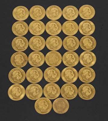 Lot 340 - A collection of 32 Austrian gold 1 Ducat coins...