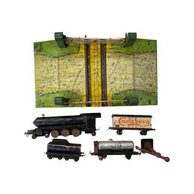 Lot 157 - A vintage wooden Hornby level crossing and...