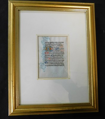 Lot 628 - Small manuscript on vellum, from a Book of...