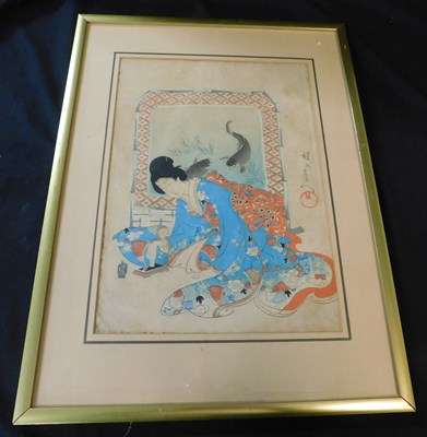 Lot 639 - Three Japanese coloured woodblock prints by...
