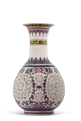 Lot 157 - An unusual Chinese porcelain baluster vase of...