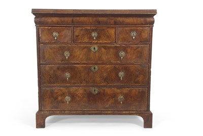 Lot 485 - 18th Century and later walnut chest with three...