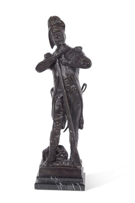 Lot 434 - A large bronze figure of a soldier with rifle...