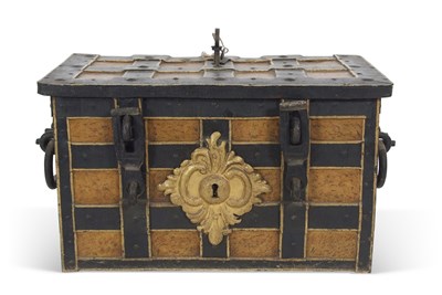 Lot 490 - 17th Century iron armada type box covered in...