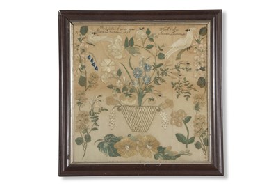 Lot 476 - A 19th Century needlework sampler decorated...