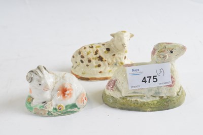 Lot 475 - Early Staffordshire Pottery Sheep and Porcelain example